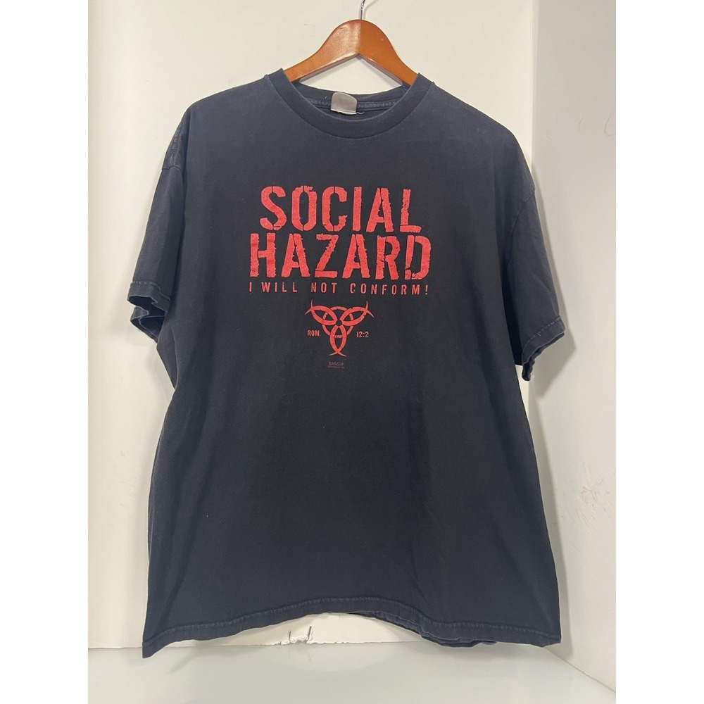 Vintage Kerusso Shirt Mens‎ XL Social Hazard Romans 12:2 Christian Y2K